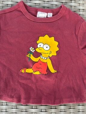 Lisa Simpson Graphic Corded Tee - Burgundy